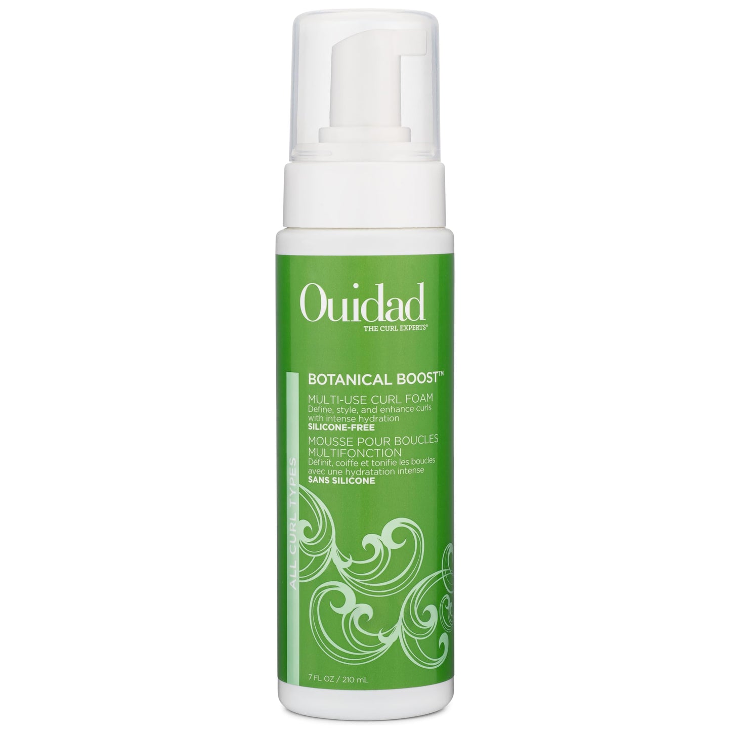 Ouidad Botanical Boost Multi-Use Mousse for Curly Hair, 7 fl oz, Lightweight Hair Styling Foam, Curl Enhancer Restores, Hydrates & Adds Shine, No Silicone, Sulfates & Parabens