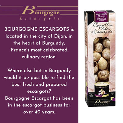 Bourgogne Escargots Burgundy French Escargot Set - 24 Unattached Snail Shells and Snail Meat