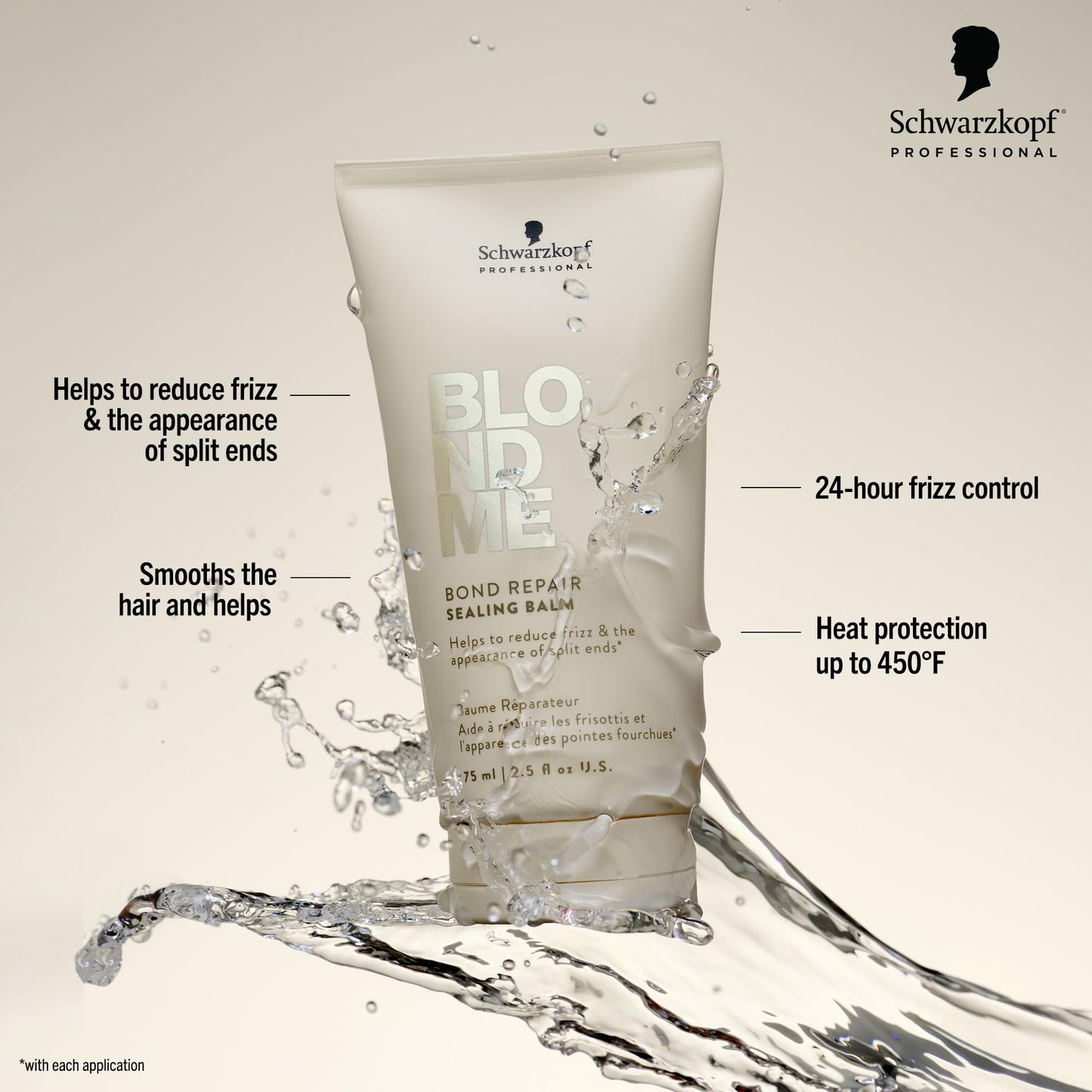 BlondMe Bond Repair Sealing Balm for Blonde Hair, 2.5 Fl Oz | Tame Split Ends & Reduce Frizz | Heat Protection | For Shiny, Smooth Blonde, Lightened, & Grey Hair