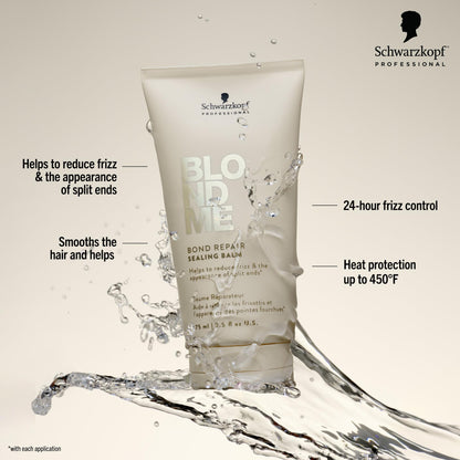 BlondMe Bond Repair Sealing Balm for Blonde Hair, 2.5 Fl Oz | Tame Split Ends & Reduce Frizz | Heat Protection | For Shiny, Smooth Blonde, Lightened, & Grey Hair