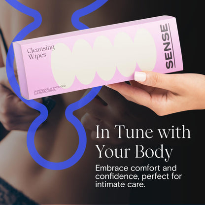 Sense Cleansing Wipes (12 Pack) Individually Wrapped pH Balance Wipes for Women - Made in the USA, Flushable Wipe, On-The-Go Before and After Freshness Intimate Wipe, Feminine Care