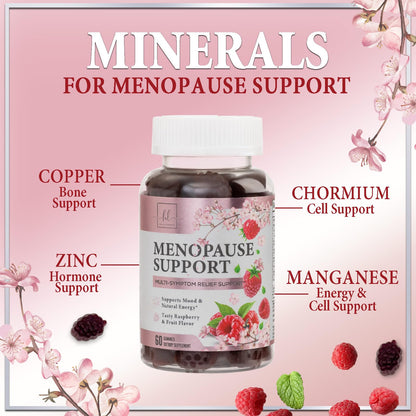 Menopause Supplements for Women Gummies - Complete Natural Mild Hot Flashes & Night Sweats Support, 16 in 1 Multi-Benefit Female Menopause Relief Gummy, Support for Balance & Energy - 60 Gummies