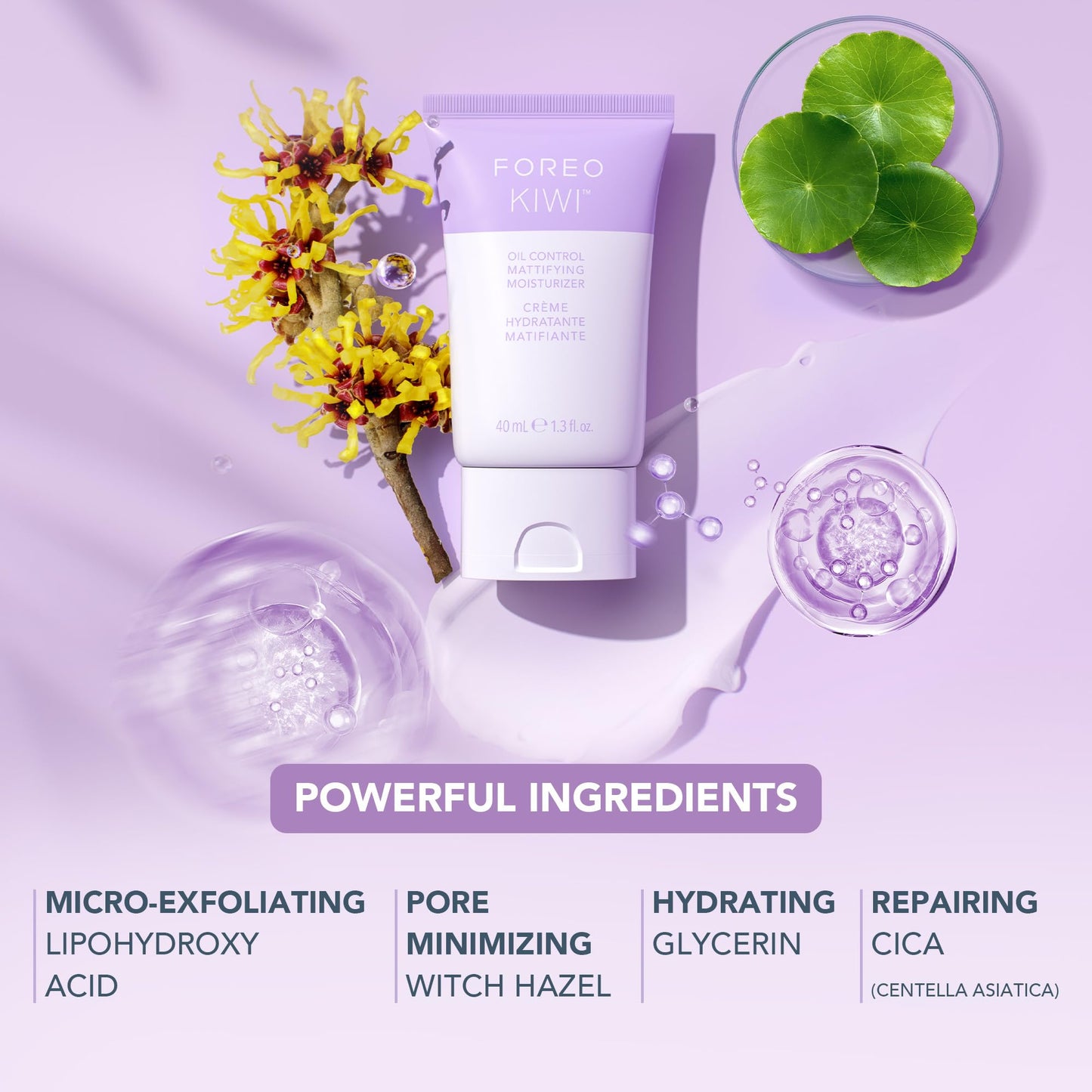 FOREO KIWI Oil Control Mattifying Moisturizer- Aftercare for Microdermabrasion Machine & Blackhead Extractor Pore Vacuum Skincare Tools- Oily skin with Acne- Dermatologist tested- Vegan, 1.35 Oz