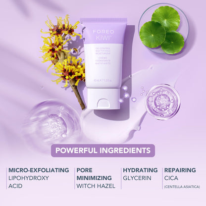 FOREO KIWI Oil Control Mattifying Moisturizer- Aftercare for Microdermabrasion Machine & Blackhead Extractor Pore Vacuum Skincare Tools- Oily skin with Acne- Dermatologist tested- Vegan, 1.35 Oz