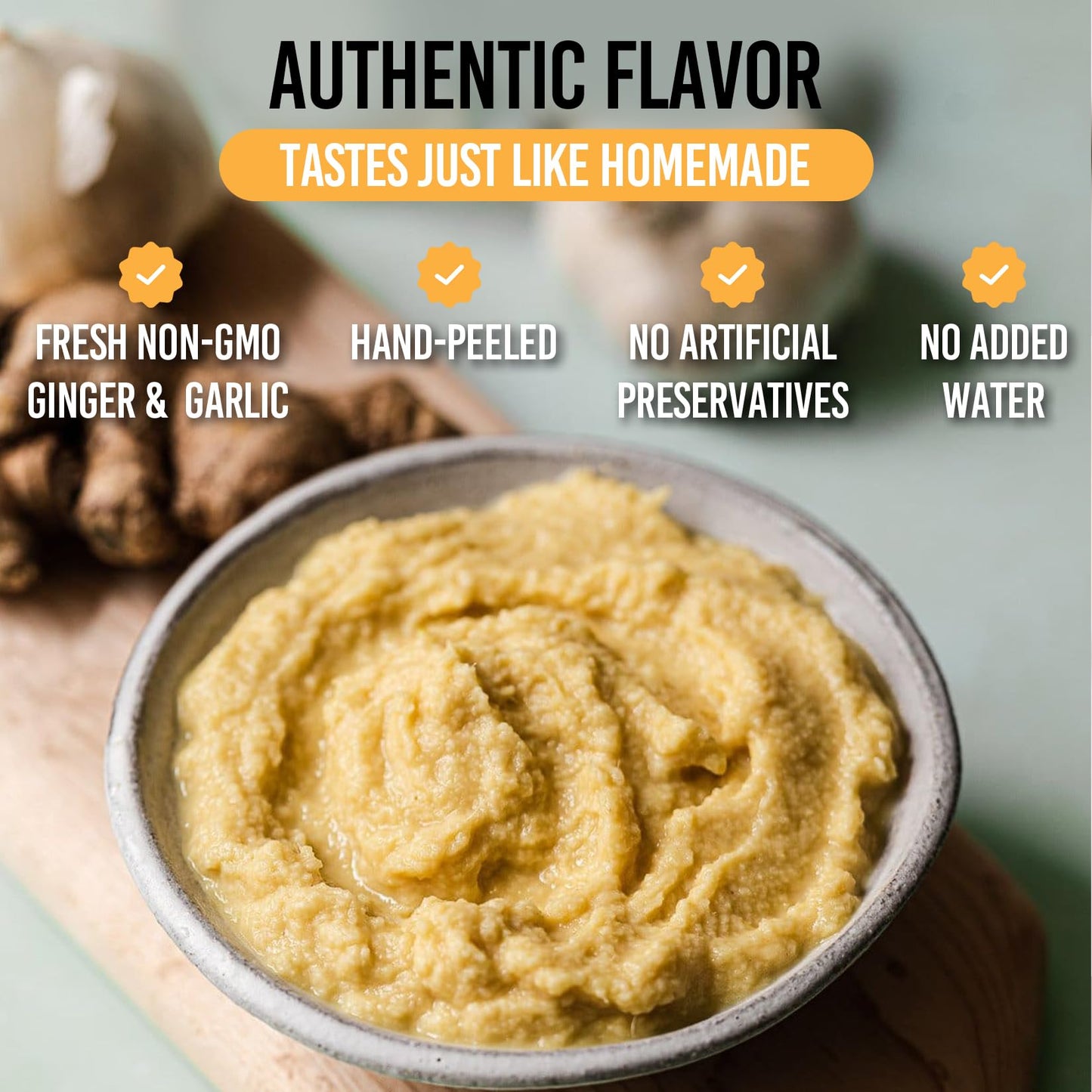 Ginger & Garlic Paste | 100% Natural (Non-GMO) | Gluten Free | Vegan | No Artificial Preservatives or Flavors | No Vinegar | No Added Water | Hand-Peeled and Crafted in Small Batches | 24.7oz | By Nawabi Life