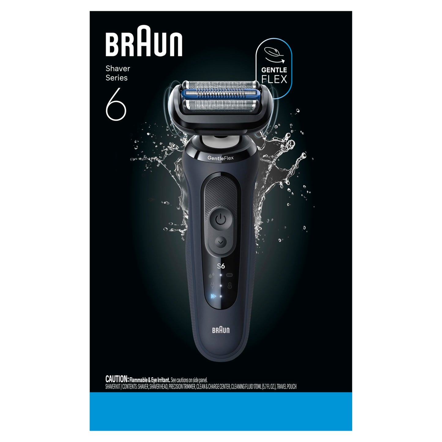 Braun Electric Razor for Men Series 6 with Precision Trimmer, Extra Shaver Head, 4-in-1 Clean & Charge Center, Travel Case, S6 6177ps