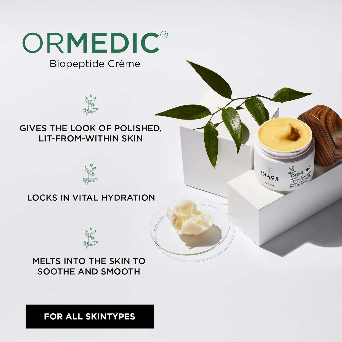 IMAGE Skincare, ORMEDIC Biopeptide Crème, Balancing Face Moisturizer with Shea Butter, Hyaluronic Acid and Organic Plant Oils, 2oz