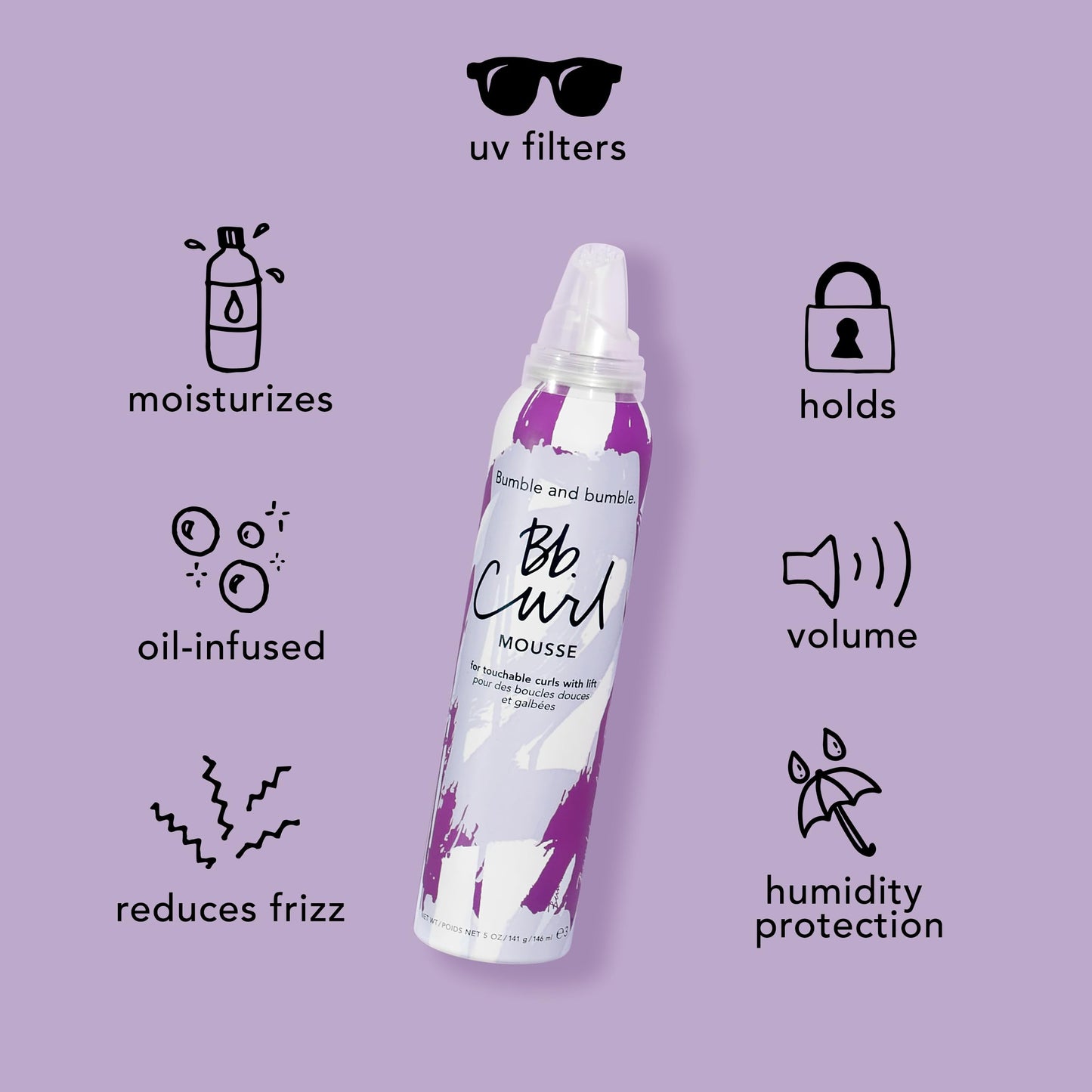 Bumble and bumble. Curl Hair Mousse | Anti Frizz | For Touchable, Volumized Curls and Waves | Adds Moisture and Hold | With Jojoba, Avocado + Coconut Oil | Standard Size, 5 Ounce