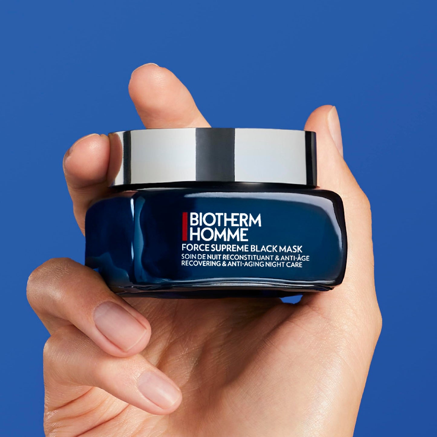 Biotherm Homme Force Supreme Black Mask, Recovering & Anti-Aging Night Mask for Men with Dark Cultivated Algae and Blue Algae, Plumps and Energizes the Skin, Smoothes Wrinkles Overnight, 1.7 Fl. Oz.