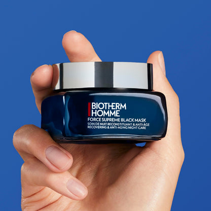 Biotherm Homme Force Supreme Black Mask, Recovering & Anti-Aging Night Mask for Men with Dark Cultivated Algae and Blue Algae, Plumps and Energizes the Skin, Smoothes Wrinkles Overnight, 1.7 Fl. Oz.