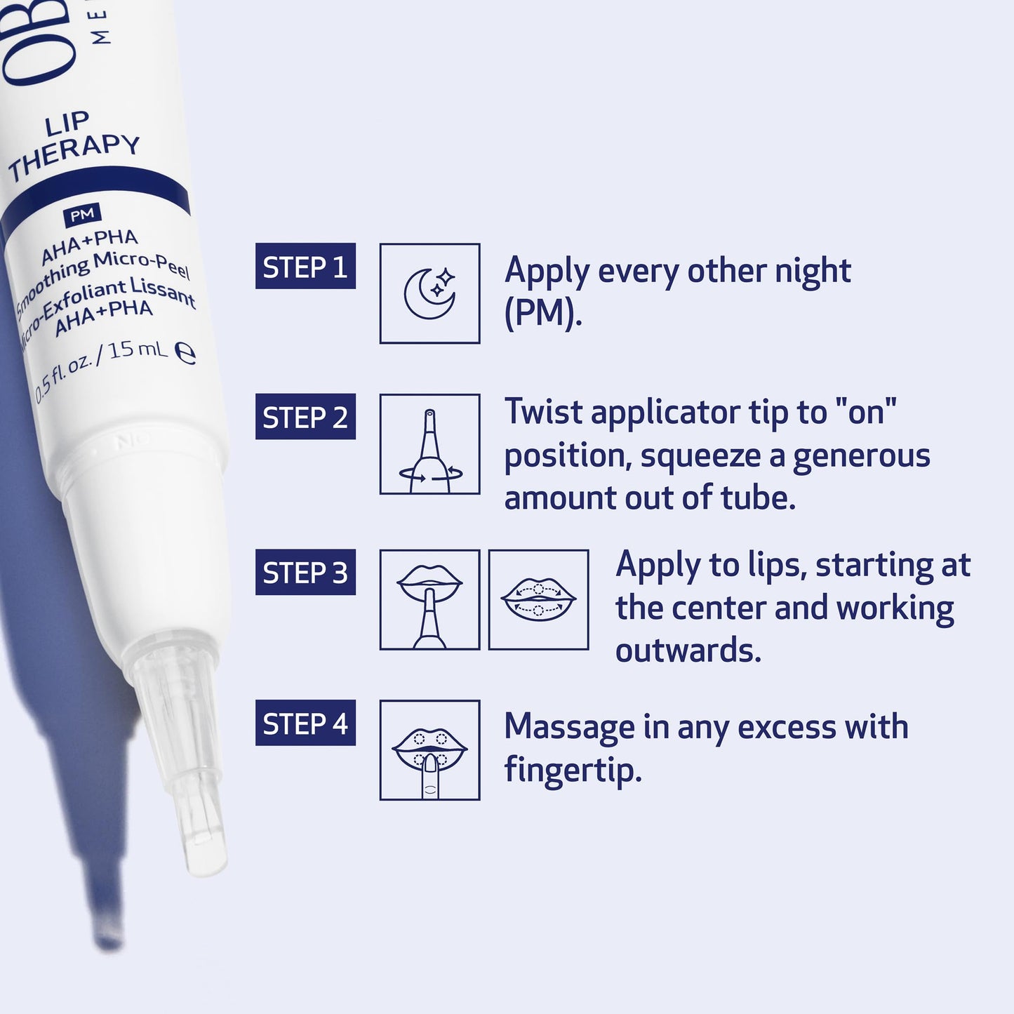 Obagi Lip Therapy AHA+PHA Smoothing Micro-Peel with Hyaluronic Acid – Overnight Mask Treatment Exfoliates, Plumps & Moisturizes Dry Lips for a Fuller, Smoother, More Youthful Appearance – .5 oz