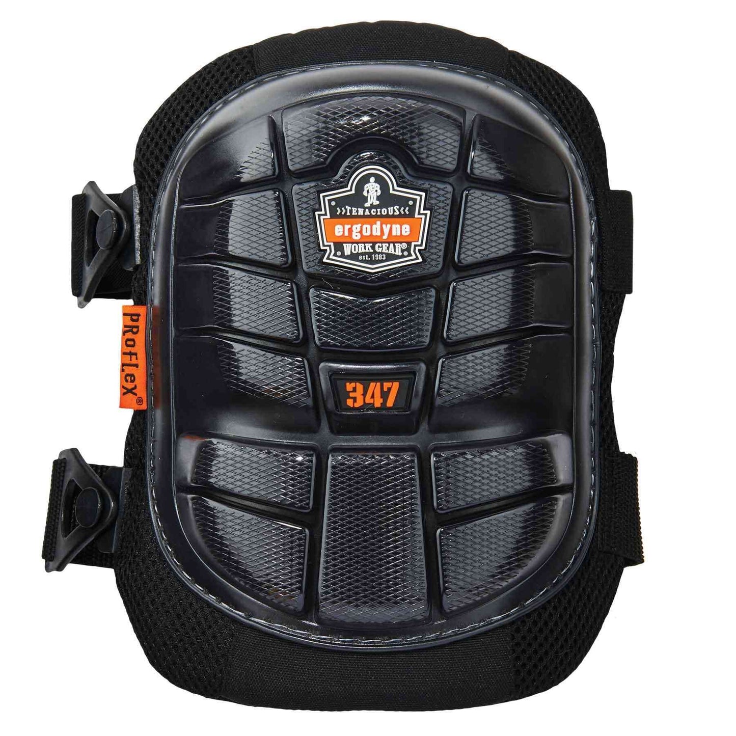 Ergodyne ProFlex 347 Professional Knee Pads, Protective Long Cap, Lighweight Gel Padded Technology, Adjustable Straps, Black