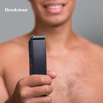 Brookstone - Cordless Hair Trimmer with Charging Base, Precision Grooming for Hair, Beard & Body with Adjustable Guide Combs