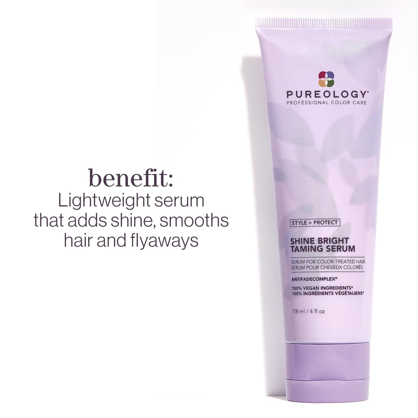 Pureology Style + Protect Shine Bright Taming Serum For Color-Treated Hair - Smooths Strands and Enhances Shine, Sulfate-Free & Vegan