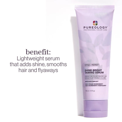 Pureology Style + Protect Shine Bright Taming Serum For Color-Treated Hair - Smooths Strands and Enhances Shine, Sulfate-Free & Vegan