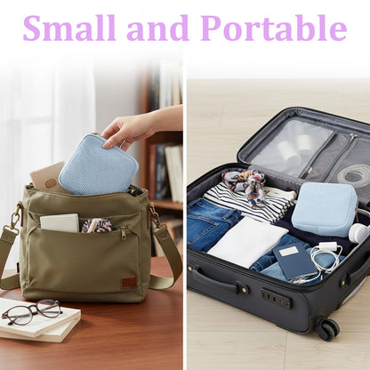 2PCS Period Pouch, Period Bags for Women, Corduroy Pad Bag with Zipper for Women, Use in Sanitary Napkins and Tampons (Blue Purple)