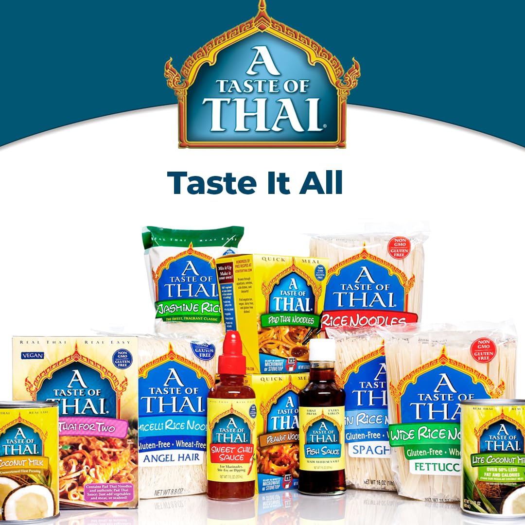 A Taste of Thai Spaghetti Rice Noodles (Thin & Straight Cut)| Restaurant-Quality Thai Flavor in Minutes | Vegan, Gluten-Free, Wheat Free, Non-GMO| For Stir-Fries, Soups & Asian Dishes 16 oz, 1 Pack