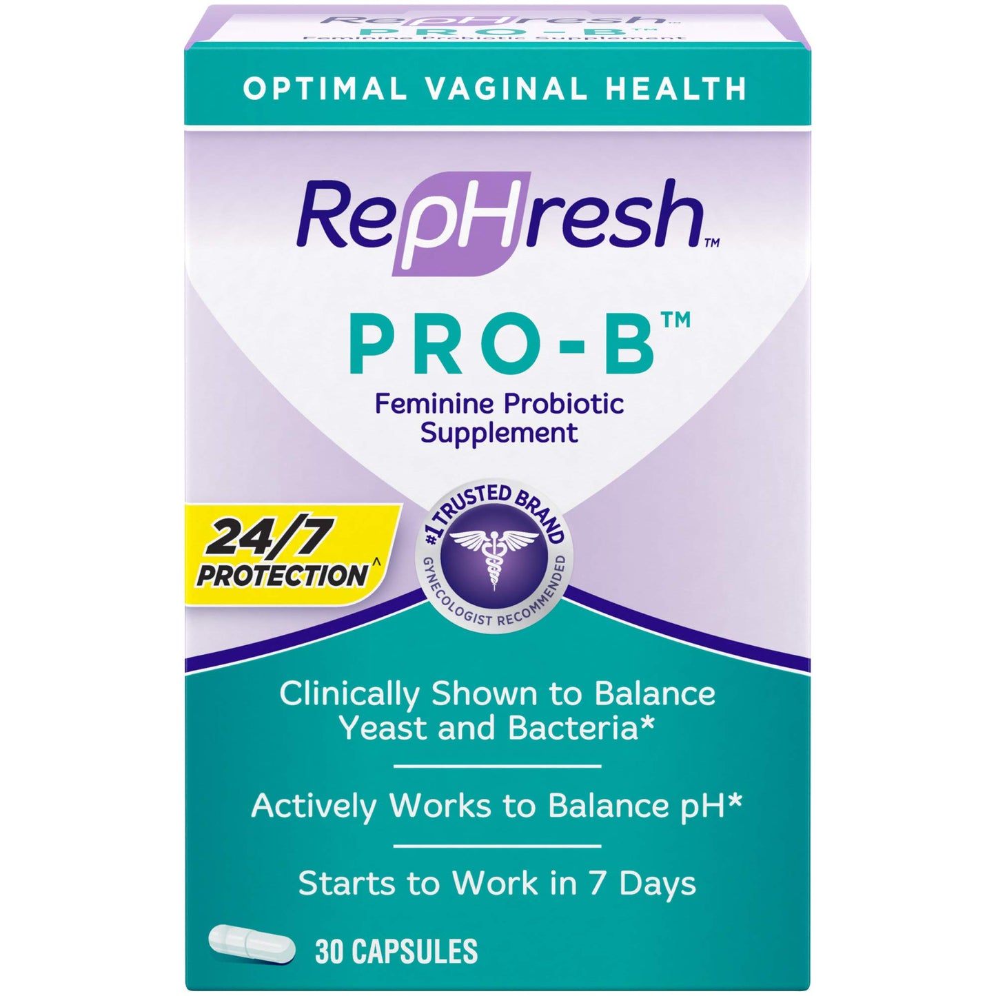 RepHresh Pro-B Probiotic Supplement for Women (30 Capsules) and vH Essentials Ph Balanced Daily Feminine Wash (6 Fl Oz)