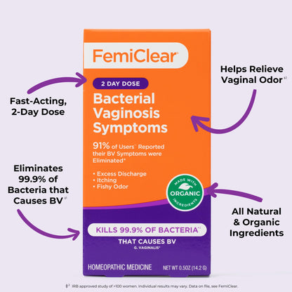 FemiClear Feminine Care Wash for Itching & Irritated Skin, (BV) Symptoms - Vaginal Ointment for Fishy Odor, Homeopathic Feminine Care, PH Balance for Women