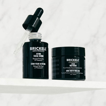 Brickell Men's Tightening Neck Routine For Men, Natural and Organic, Neck Cream For Tightening and Firming & Retinol Skin Care Serum Treatment, Men's Skincare Gift Set