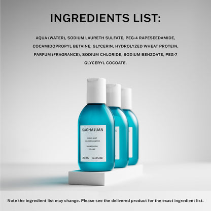 SACHAJUAN Ocean Mist Volume Shampoo | Lightweight Volumizing Shampoo for Fine Hair | Gently Cleanses, Body & Shine | Strengthens & Improves Elasticity | Paraben-Free, Vegan & Cruelty-Free | 3.4 oz