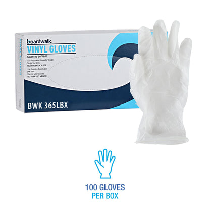 Boardwalk General Purpose Vinyl Gloves, Powder/Latex-Free, 2.6 mil, Large, Clear, 100/Box, 10 Boxes/Carton