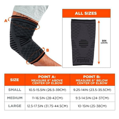 Ergodyne - 16593 ProFlex 651 Elbow Compression Sleeve, Brace Support for Men and Women Black Medium