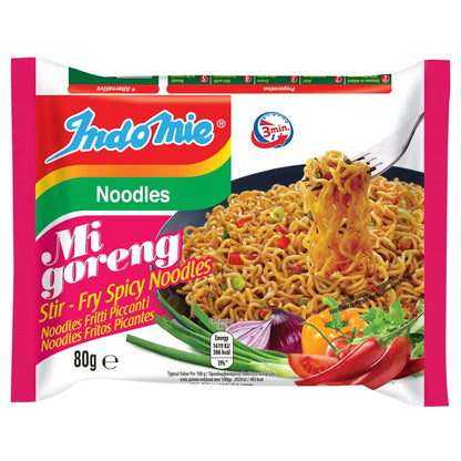 Indomie Mi Goreng Instant Stir Fry Noodles, Halal Certified, Hot & Spicy/Pedas Flavor (Pack of 30), 2.82 Ounce (Pack of 30)