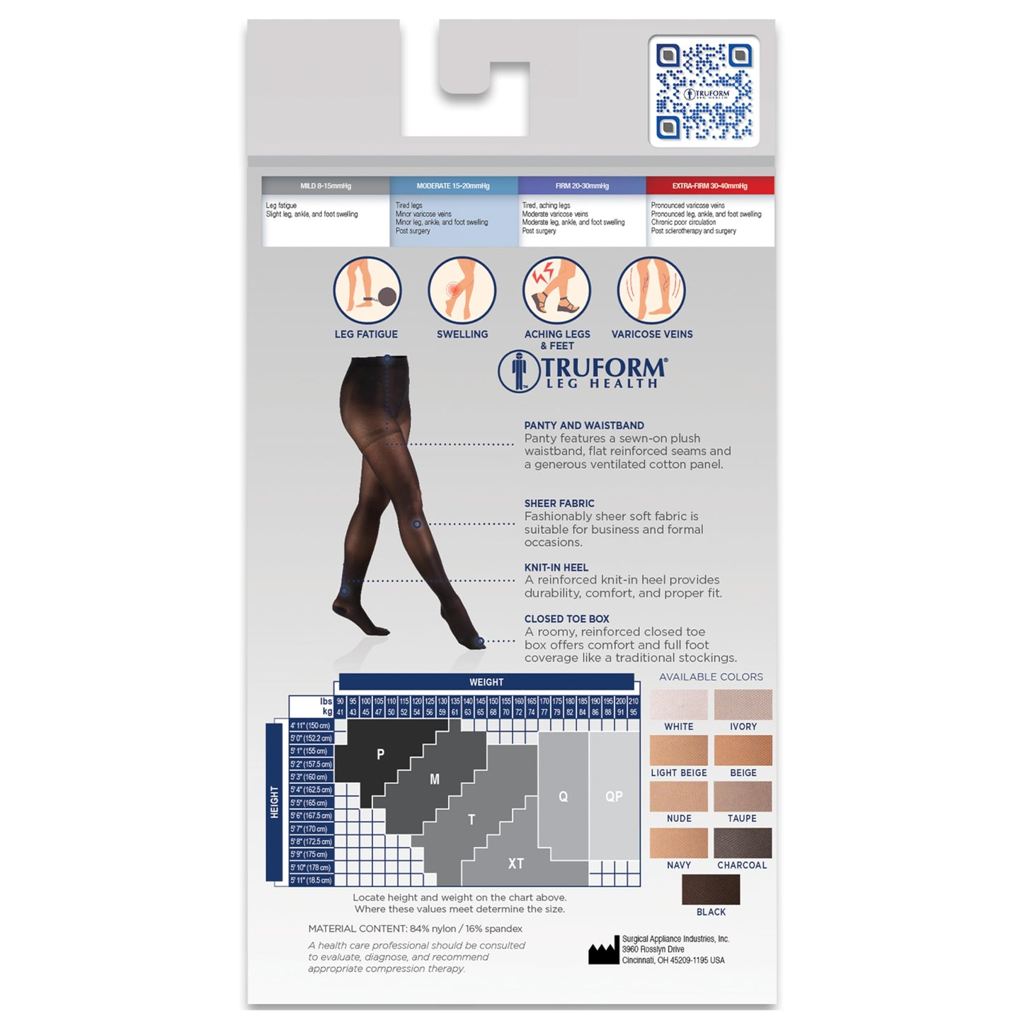 Truform 15-20 mmHg Compression Pantyhose, Sheer 20 Denier Women's Shaping Tights, Espresso, Queen Plus