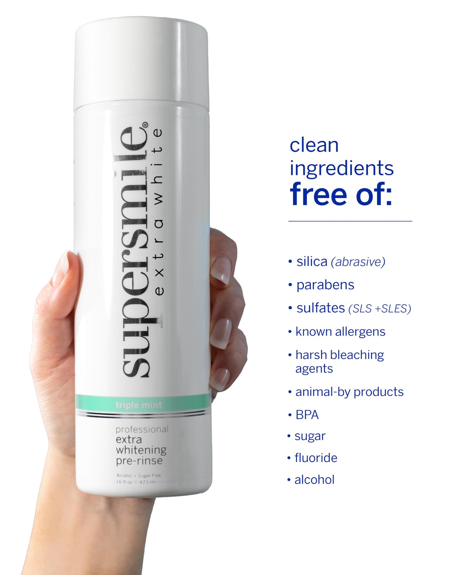 Supersmile Frosted Premium Self-Care Kit – Extra Whitening Pre-Rinse 16 Fl Oz, Professional Zina Water Flosser & Smile Book – Whitens Teeth in Hard-to-Reach Places & Supports Gum Health