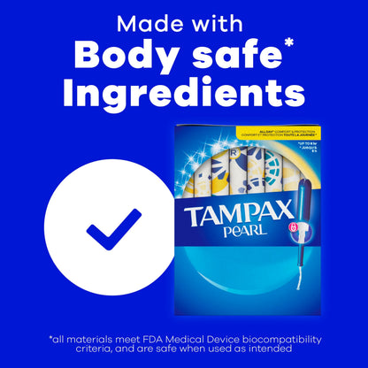 Tampax Pearl Tampons for Women, with LeakGuard Braid, Super Absorbency, Unscented, 50 Count