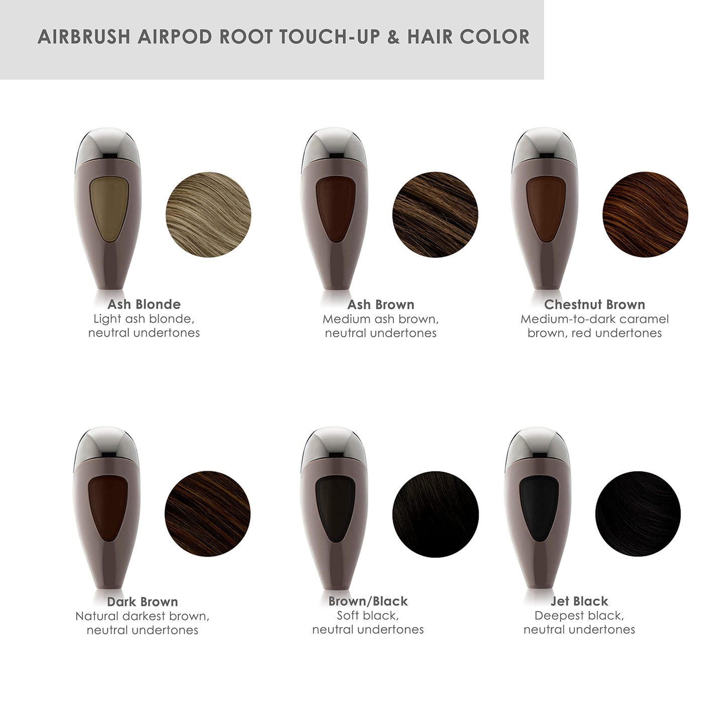 TEMPTU Airpod Airbrush Root Touch-up and Hair Color Kit, Vitamin-Enriched Weightless Non-greasy formula, for Long-wear color