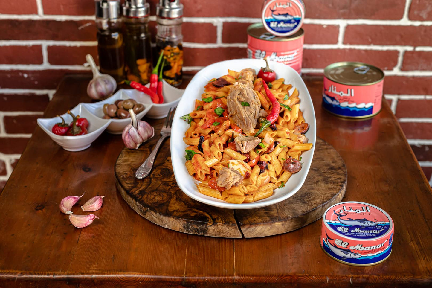 Solid Tuna in Virgin Olive Oil - Canned Tuna Fish in Cold Pressed Tunisian Olive Oil from El Manar - 10-Pack of 160g Cans