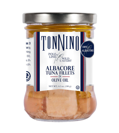 Tonnino Tuna Fish Albacore - Olive oil – Pack of 6 – Alternative to Salmon – Protein Snacks – Ready to Eat Meals