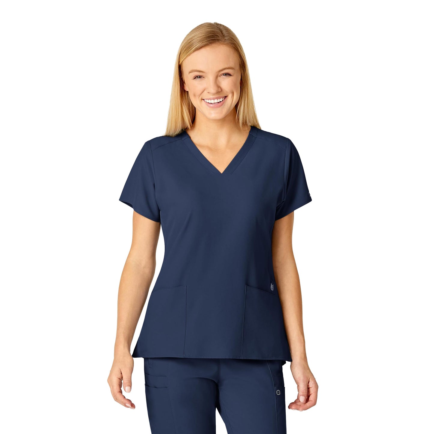 WonderWink W123 Women's Flex Back Stylized V-Neck Scrub Top, Navy, 5X
