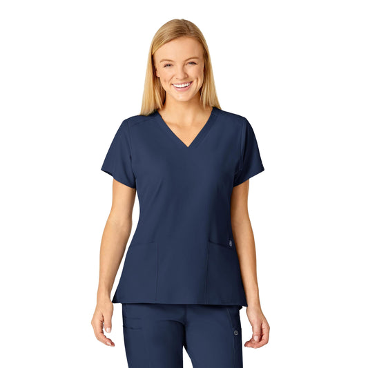 WonderWink W123 Women's Flex Back Stylized V-Neck Scrub Top, Navy, 5X