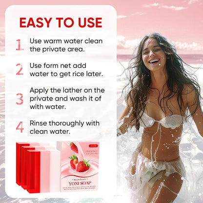 Yoni Soap Bars & Natural Yoni Oil Set, Natural Vaginal Wash for Women Feminine Wash Vaginial Deodorants pH Balance, Eliminates Odor, Feminine Oil 30ml/1 oz, 2 Pcs Vaginal Care Soap (3pcs strawberry)