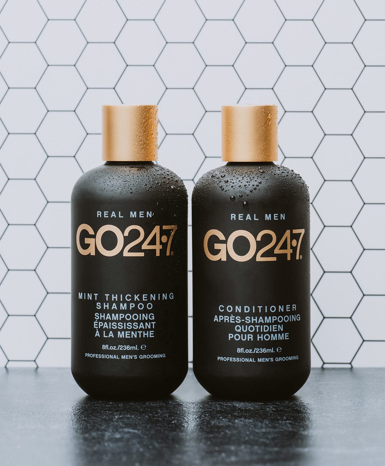 GO247 Mint Thickening Shampoo – Energizing Daily Cleanser with Peppermint & Menthol – Helps Support Fuller, Thicker-Looking Hair – Fresh Mint Scent, 8 Fl Oz