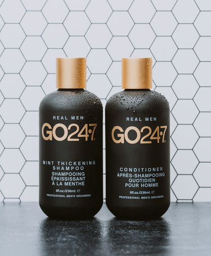 GO247 Mint Thickening Shampoo – Energizing Daily Cleanser with Peppermint & Menthol – Helps Support Fuller, Thicker-Looking Hair – Fresh Mint Scent, 8 Fl Oz