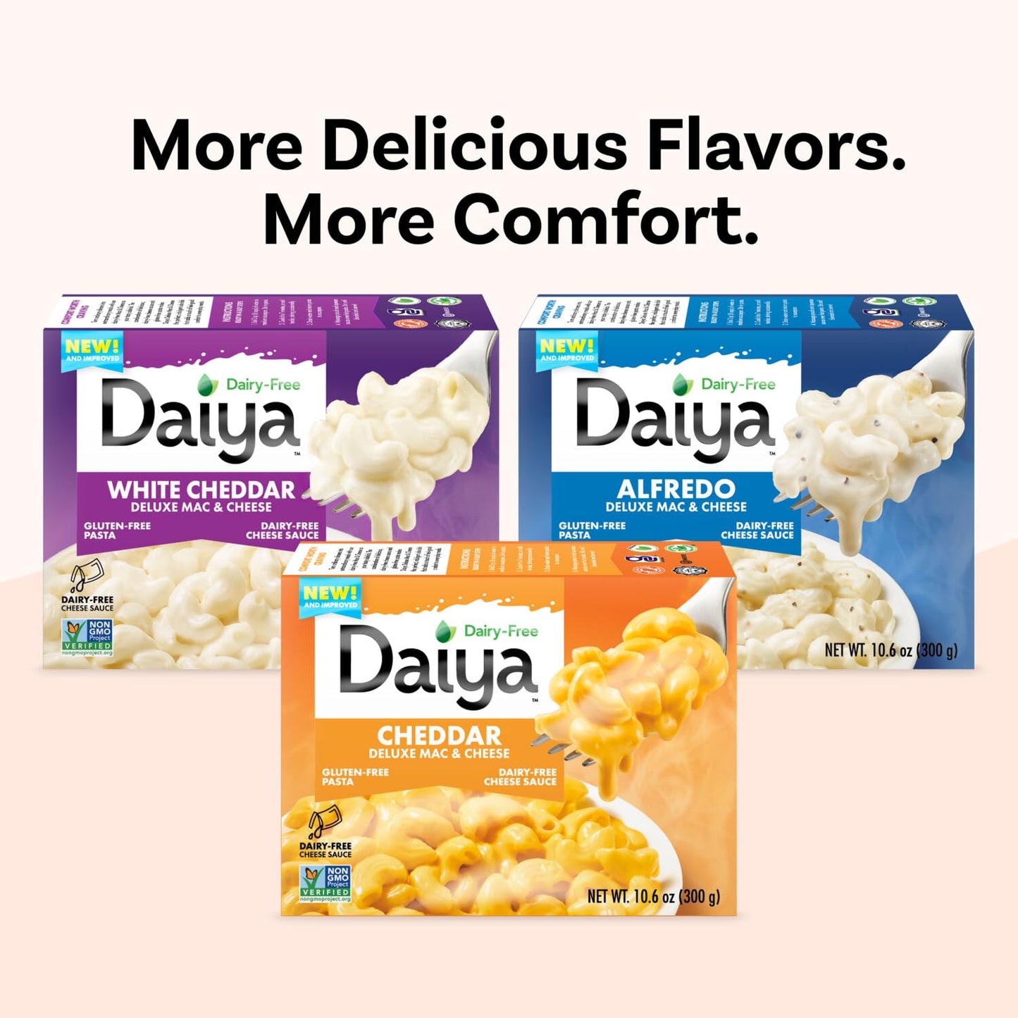 Daiya Dairy Free Gluten Free White Cheddar Deluxe Mac & Cheese, Vegan Plant Based Rice Pasta, 10.6 oz (Pack of 8)