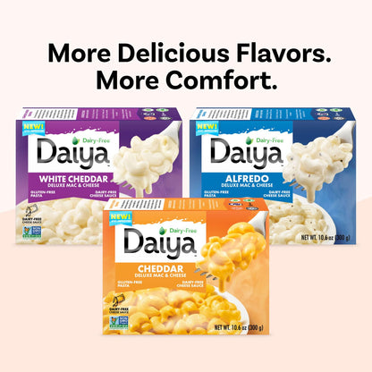 Daiya Dairy Free Gluten Free White Cheddar Deluxe Mac & Cheese, Vegan Plant Based Rice Pasta, 10.6 oz (Pack of 8)