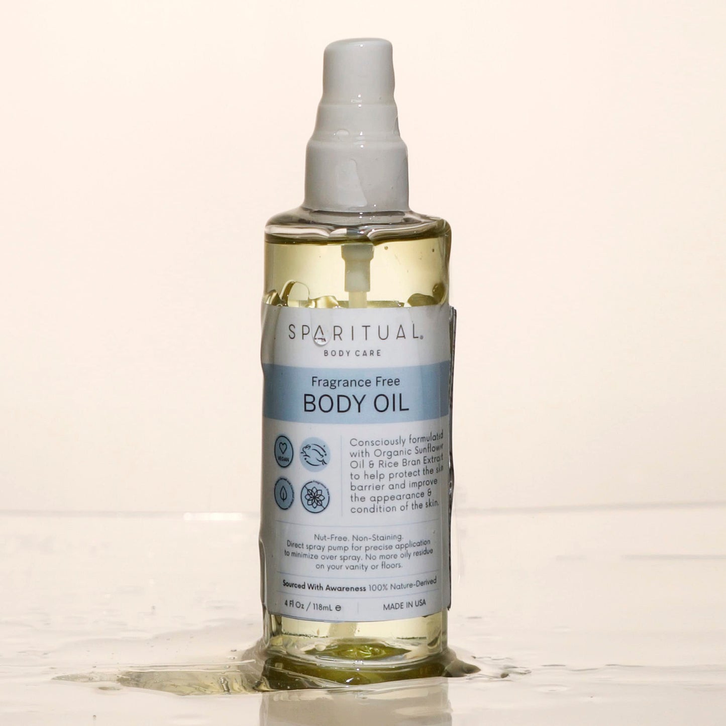 SpaRitual Fragrance Free Body Oil | Unscented Body Moisturizer for Hydration and Massage Oil | 4 oz