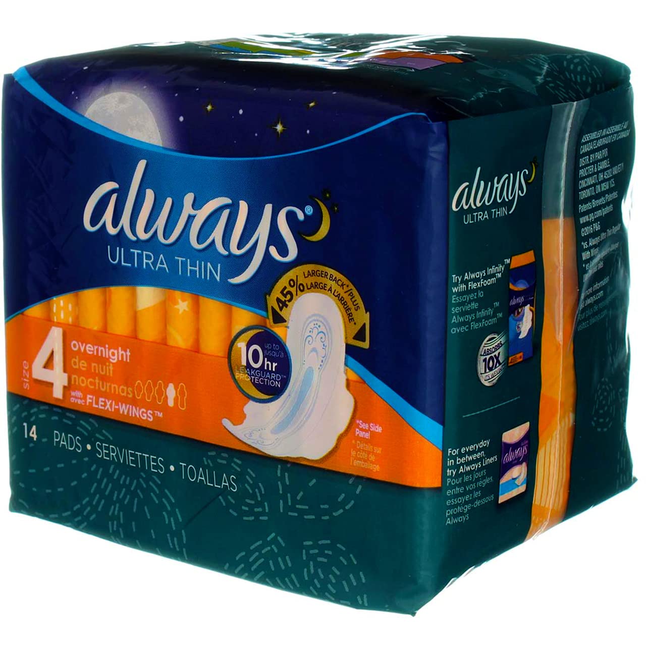 Always Ultra Thin Pads with flex wings , 14 count pack