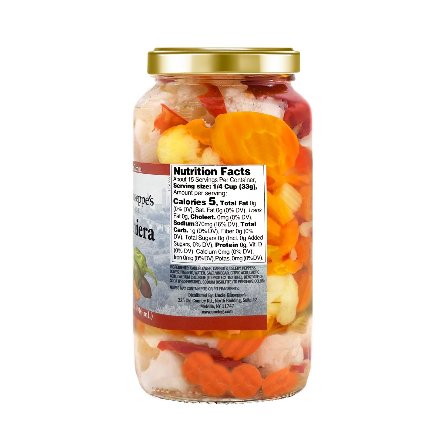 Uncle Giuseppe’s Giardiniera – 32 fl oz Jar – Italian-Style Pickled Vegetable Medley, Crisp & Zesty, All-Natural (Pack of 1)