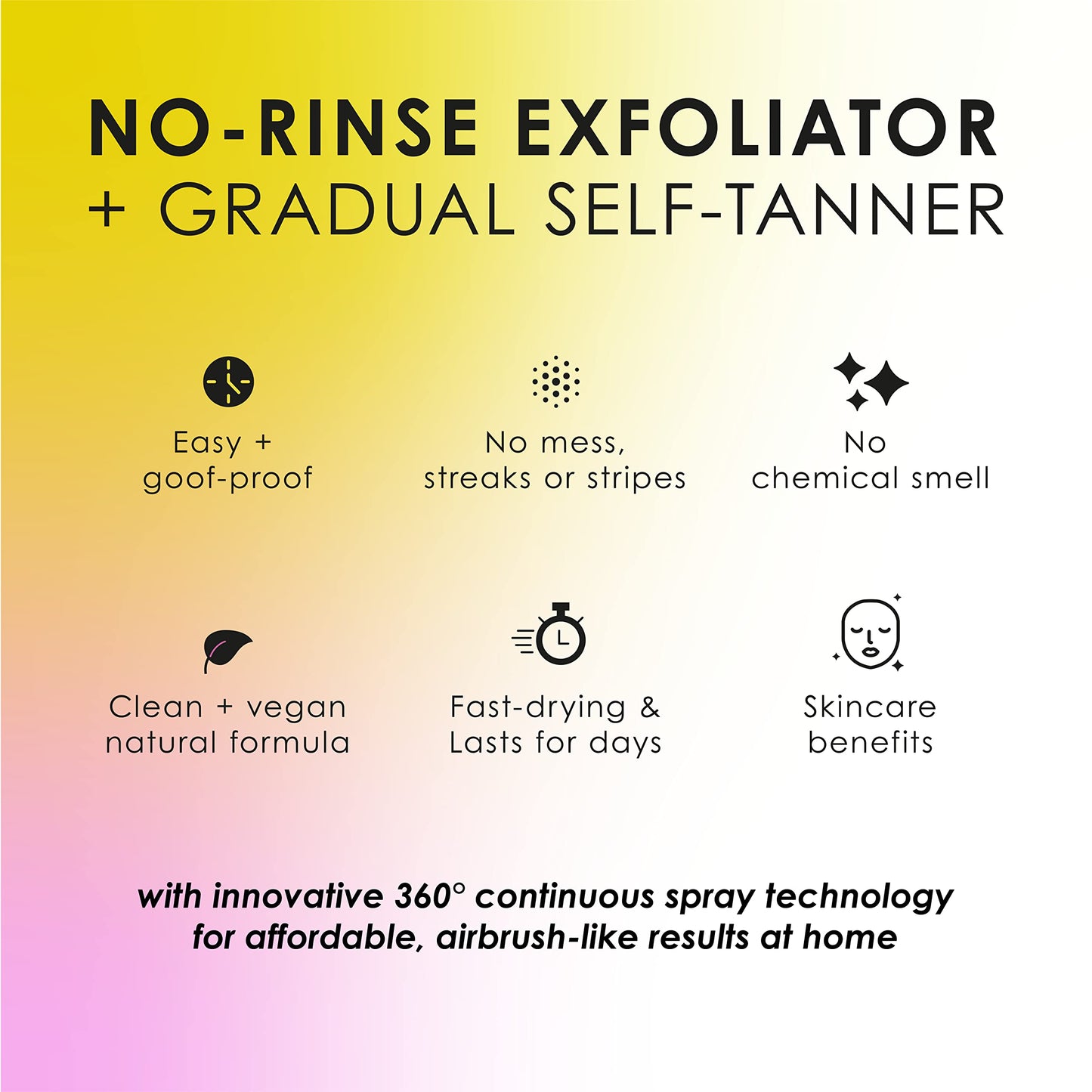TEMPTU Mist Self Tanner Spray & Pre Tan BHA Exfoliator in Deluxe Ultra Fine Continuous Sprayer, Natural Gradual Tanning Water & No Rinse Hydrating Exfoliant, Vegan Sunless Tanning for Face & Body