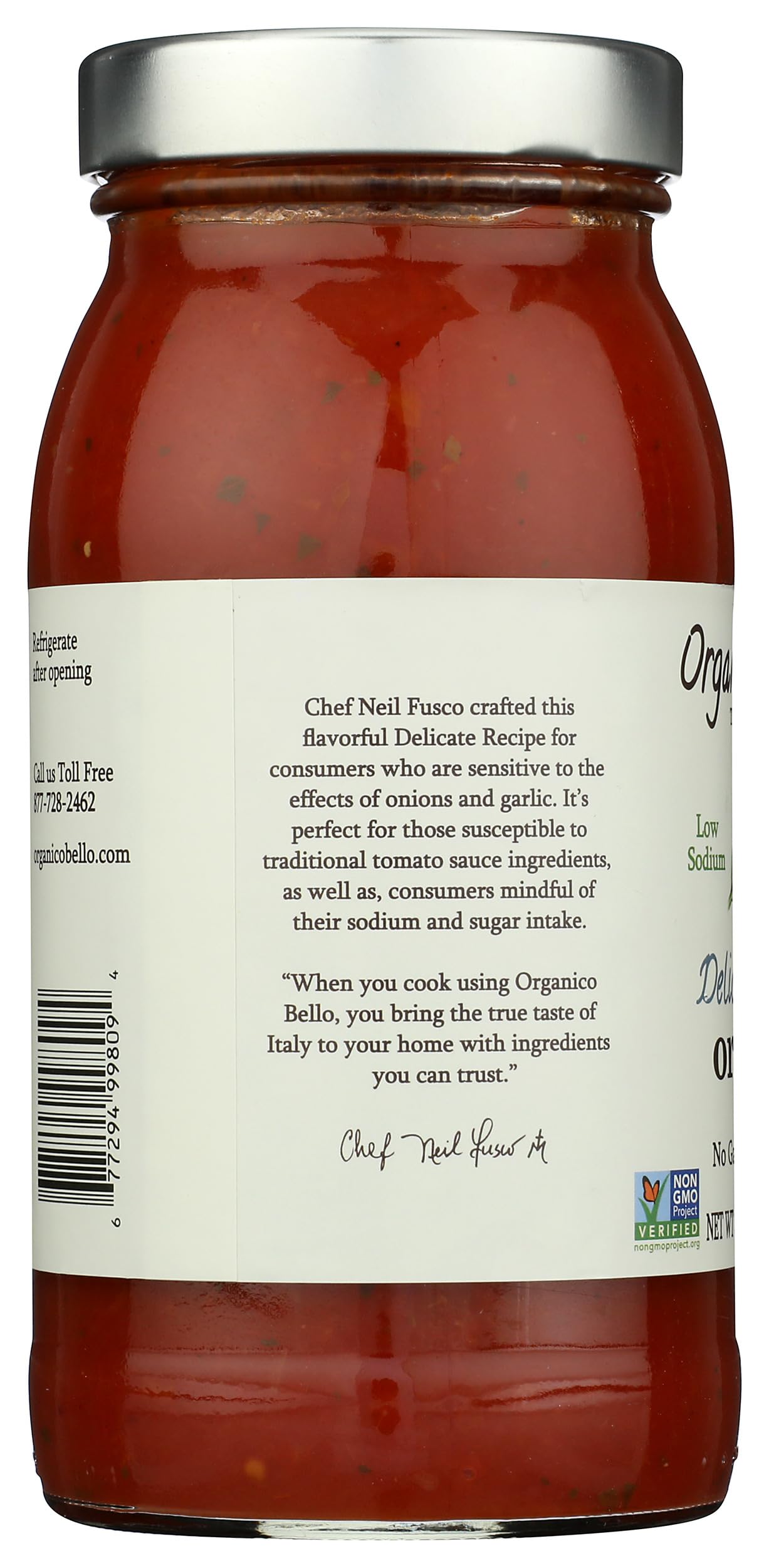 ORGANICO BELLO Organic Delicate Recipe Pasta Sauce, 25 OZ