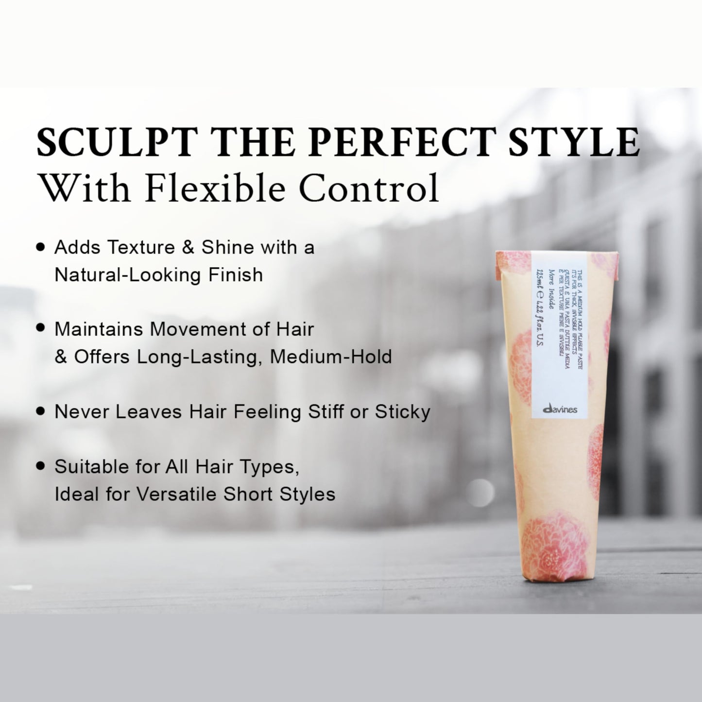 Davines This Is A Medium Hold Pliable Paste, Medium Hold Texture & Control - Invisible Effect for Natural Looks - Maintains Styling without Stiffness, 4.23 Fl Oz