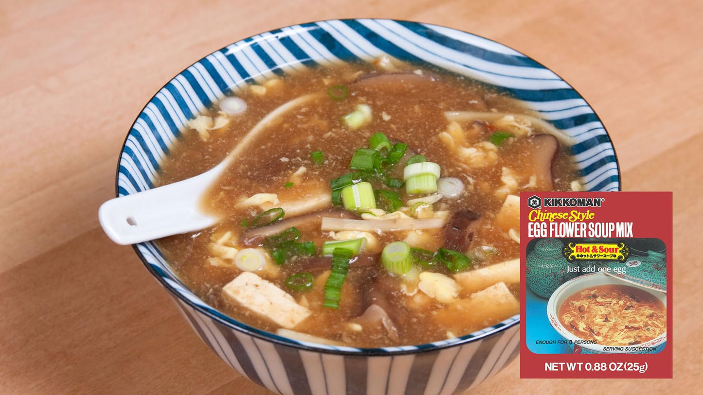 Kikkoman Egg Flower Soup Mix Hot and Sour, 0.88 oz (Pack of 12)