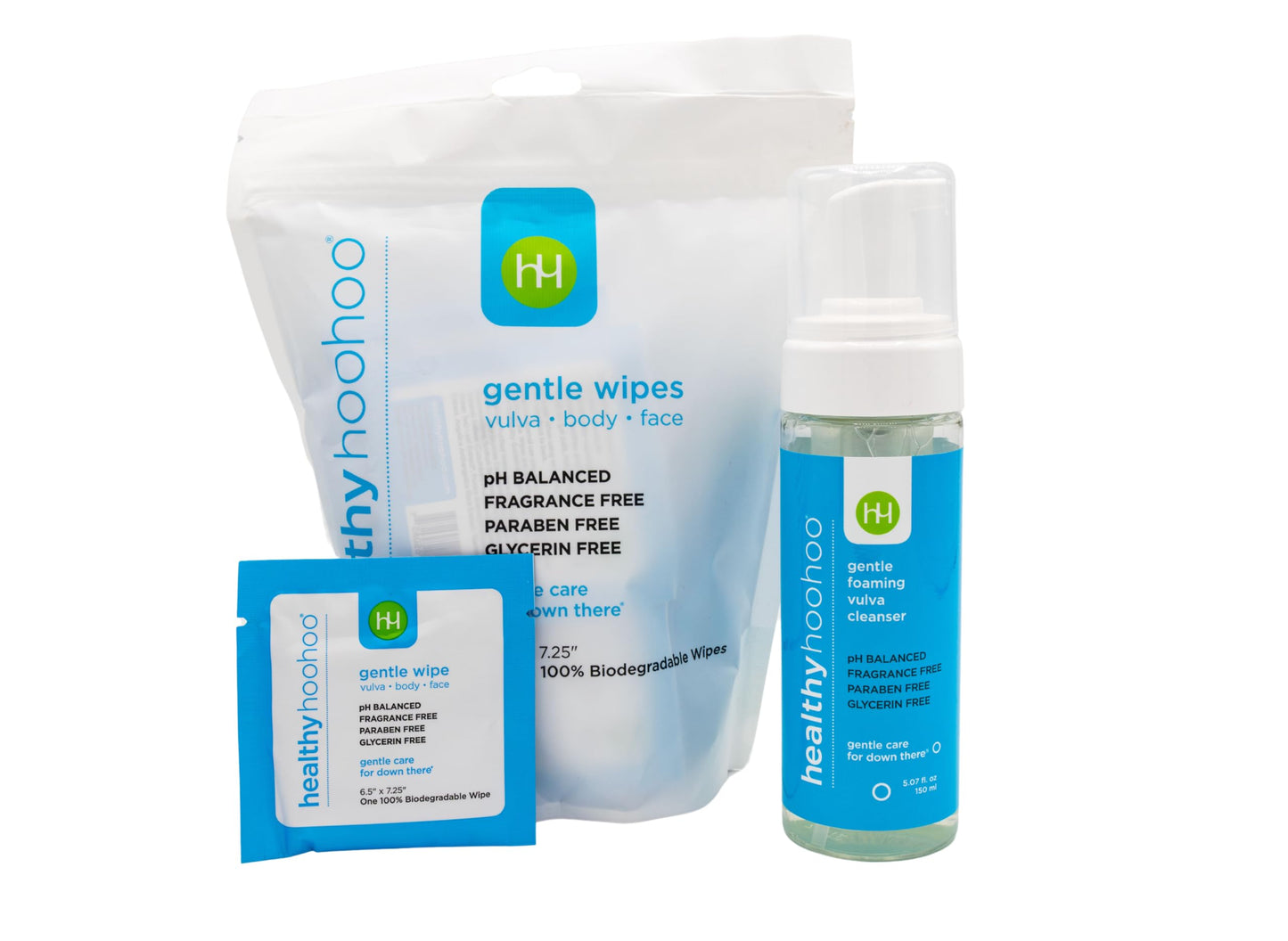 Gentle & Sensitive Care for Down There: Gentle Foaming Vulva Cleanser & 100% Flushable Gentle Wipes