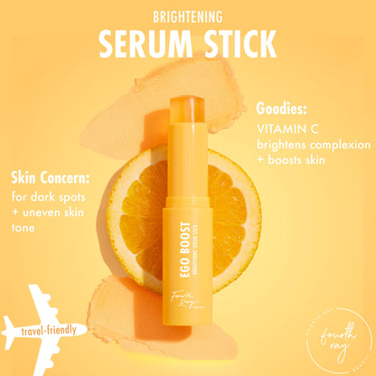 ColourPop Brightening Vitamin C Serum Stick - Face & Under Eye Balm Stick for Glowy Summer Makeup Prep - Enriched with Turmeric to Help Approve the Appearance of Redness - Ego Boost (0.25 oz)